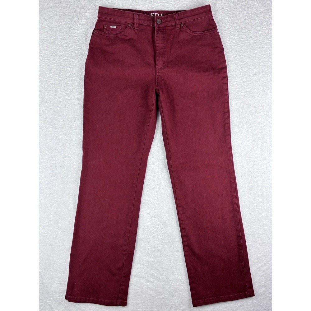 French Dressing Jeans Women's 12P Deep‎ Red Suzanne Regular Fit Straight Leg